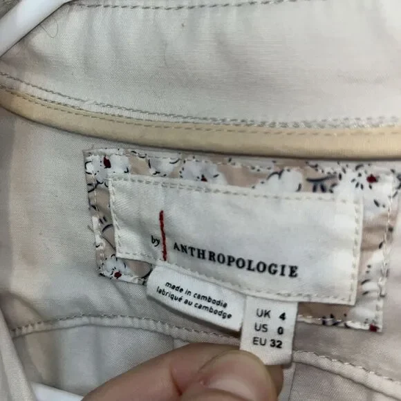 Anthropologie Eliza Utility Straight Leg Jumpsuit In Off White Size 0 - Picture 4 of 10